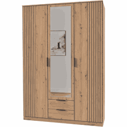 Kast 3 draaideuren met 1 spiegel en 2 laden L135 cm - LUEBECK