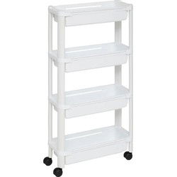 5Five Keuken/badkamer trolley 4 laags - L37 x B15 x H79 cm - wit - Opberg trolley