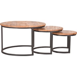 LABEL51 Salontafel Set Triplet - Rough - Mangohout - 60 cm - Rond