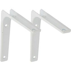 AMIG Plankdrager/planksteun - 2x - metaal - wit - H125 x B125 mm - Plankdragers