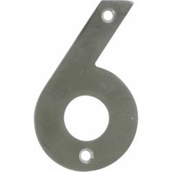AMIG Huisnummer 6 - Inox RVS - 10cm - incl. schroeven - zilver - Huisnummers