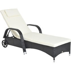 4goodz Polyrotan tuinstoel ligstoel rotan ligstoel tuinmeubel mobiel zwart