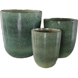 PTMD Bloempot Gommes - 55x55x61 cm - Keramiek - Groen - Set van 3
