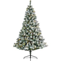 Everlands Kunst kerstboom - H150 cm - met sneeuw en verlichting - Kunstkerstboom