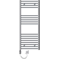 ECD Germany Badkamerradiator elektrisch met verwarmingselement 900W - 500 x 1200 mm- chroom - gebogen met zijaansluiting