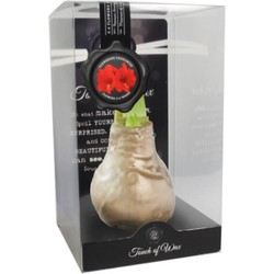 Bloembol Rode Amaryllis Wax kaarsvet Gloss Goud cadeauverpakking 'Zwart Karton' Kebol