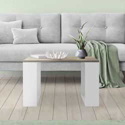Salontafel 65x65x40 cm eiken look/wit ML-Design
