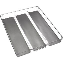 Decopatent® Bestekbak 3 Vaks - Besteklade Organizer - Anti Slip Inleg - Bestek Opbergbak Bestekcassette - Transparant - 32x40x4.7