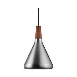 rechtopstaande hanglamp formaat en verfijnd in exclusief FSC-gecertificeerd geolied walnoot top - staal