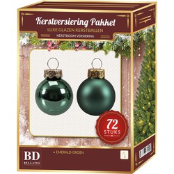 Emerald groene kerstballen pakket 72-delig Christmas Emerald Greenlake Glass - Kerstbal