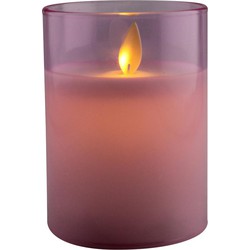 LED kaars wax glas 10cm roze - Magic Flame