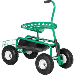 4goodz Tuinwagen met zitting, opbergmand voor tuingereedschap, verstelbare zithoogte 46-59 cm - tot 150 kg