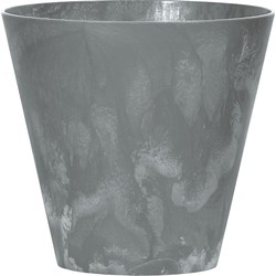 Kunststof bloempot/plantenpot betonlook 20 cm grijs - Plantenpotten
