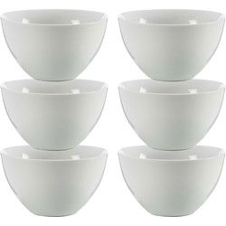 Kommetjes/serveer schaaltjes - 6x - Mumbai - porselein - D13.5 x H7.5 cm - ivoor wit - Stapelbaar - Kommetjes