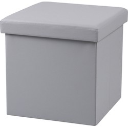 Urban Living Poef Leather BOX - hocker - opbergbox - lichtgrijs - PU/mdf - 38 x 38 cm - opvouwbaar - Poefs