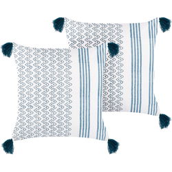 TILIA  - Sierkussen set van 2 - Donkerblauw - 45 x 45 cm - Katoen