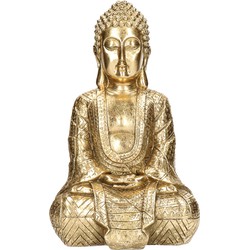 Home Deco Boeddha beeld in lotushouding goud 30 cm - Beeldjes