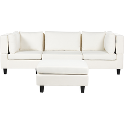 UNSTAD - Driezitsbank met ottomaan - Gebroken wit - Polyester