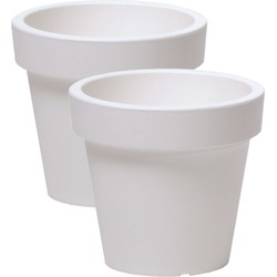 4x stuks basic plantenpot/bloempot kunststof dia 13.5 cm/hoogte 12 cm parel wit - Plantenpotten