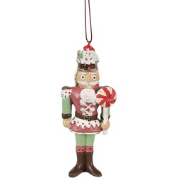 Clayre & Eef Kersthanger Notenkraker 12 cm Rood Polyresin Kerstboomversiering