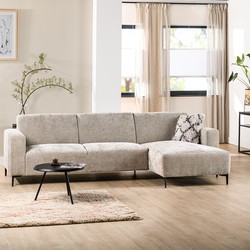 Hoekbank met chaise longue Janie taupe rechts