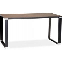 Groot recht directiebureau 'XLINE' 200 in walnootafwerking hout en zwarte structuur - 200x100 cm