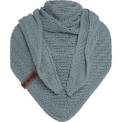 Knit Factory Sally Gebreide Omslagdoek - Driehoek Sjaal Dames - Stone Green - 220x85 cm - Grof gebreid