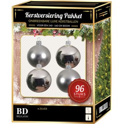 Zilveren kerstballen pakket 96-delig voor 180 cm boom - Kerstbal