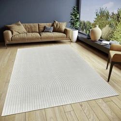 Japandi vloerkleed - Laagpolig - Viscose - Crème - 120 X 160 CM