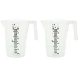 2x Kunststof maataanduiding maatbekers transparant 500 ml - Maatbekers