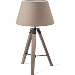 Moderne tafellamp Largo - taupe - tafellamp Hout vintage natuur inclusief lampenkap 30/20/17cm - tafellamp hoogte 56 cm - geschikt voor E27 LED lamp - Tafellamp geschikt voor woonkamer, slaapkamer, thuiskantoor