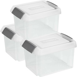 Sunware 3x opslagboxen kunststof 32 liter transparant 45 x 36 x 24 cm met hoge deksel - Opbergbox