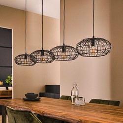 Hanglamp Zwart / Bruin - 4-Lichts - Connect XL