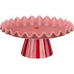 Mica Decorations Bella Taartplateau - H13 x Ø30 cm - Keramiek - Roze, Rood