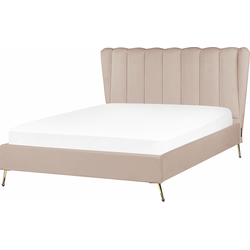 MIRIBEL - Tweepersoonsbed - Taupe - 140x200 -  Fluweel