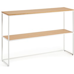 Kave Home - Yoana salontafel met eikenfineer en wit gelakte metalen structuur, 120 x 80 cm