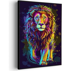 Muurwerken Akoestisch Schilderij - Colored Lion - Geluidsdempend Wandpaneel - Wanddecoratie - Geluidsisolatie - BASIC (AW 0.65) S (50X70)