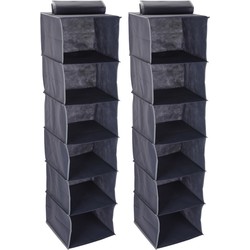 Storage Solutions Kast organizer - 2x - 6 vaks - antraciet - 30 x 30 x 120 cm - ruimtebesparend - Opbergmanden