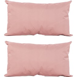 Anna's Collection Sierkussen voor binnen en buiten - 2x - oud roze - 30 x 50 cm - tuinkussen - Sierkussens