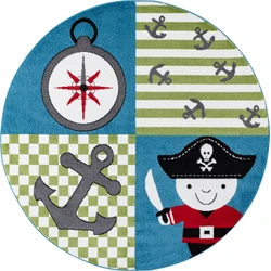 Kids Kinderkamer Piratendesign Multi vloerkleed - Rond - 80 X 150 CM