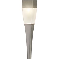 Solar tuinlamp/prikspot zilver op zonne-energie 26 cm - Prikspotjes