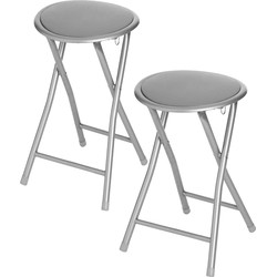 4x stuks bijzet krukje/stoel - Opvouwbaar - zilver/grijs - 46 cm - Bijzettafels