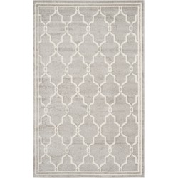 Safavieh Trellis Indoor/Outdoor Woven Area Rug, Amherst Collection, AMT414, in Light Grey & Ivory, 122 X 183 cm