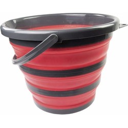 Opvouwbare huishoud emmer - rood/zwart - kunststof - 10 liter - schoonmaken/camping - Emmers