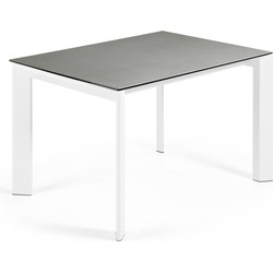 Kave Home - Axis extendable ceramic table with Hydra Plomo finish and white steel legs 120 (180) cm