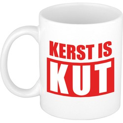 Kerst is kut cadeau mok/beker rood bedrukt Kerstmis 300 ml - Bekers