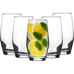 LAV Waterglazen tumblers Ella - transparant glas - 6x stuks - 500 ml - Drinkglazen