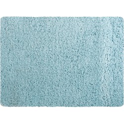 MSV Badkamerkleedje/badmat tapijt - voor de vloer - lichtblauw - 50 x 70 cm - langharig - Badmatjes