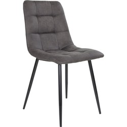 Middelfart Dining Chair - Chair in dark grey microfiber with black legs - set of 2