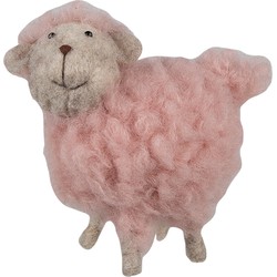 Clayre & Eef Decoratie Beeld Schaap 14 cm Roze Synthetisch